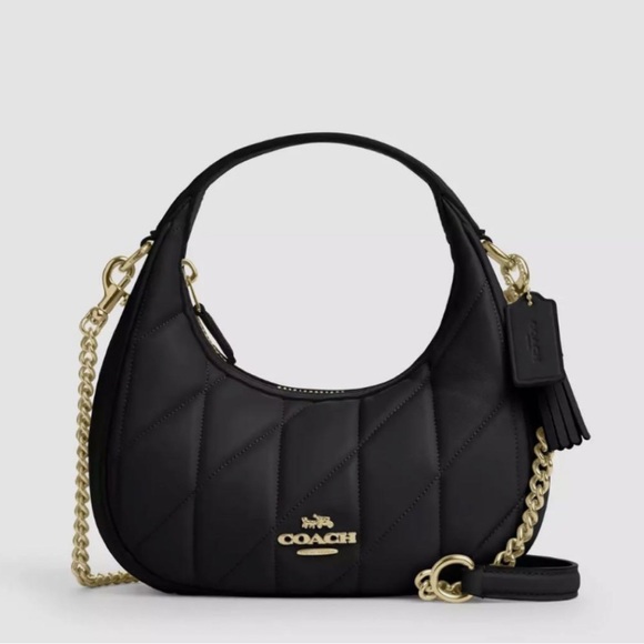 ❗️NEW❗️Coach Carmen Quilted Black with Gold Accents Crossbody - Picture 1 of 9